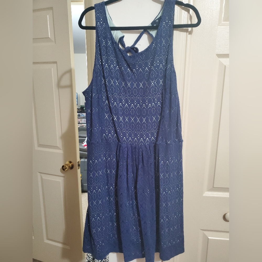 Gap Mint/Navy Eyelet Dress